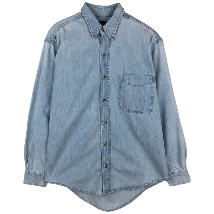 90'S GAP (Old GAP) Long-Sleeve Button-Down Denim Shirt, Made in USA, Men's Size S (Equivalent), Vintage cotton blue type Vintage Second Hand