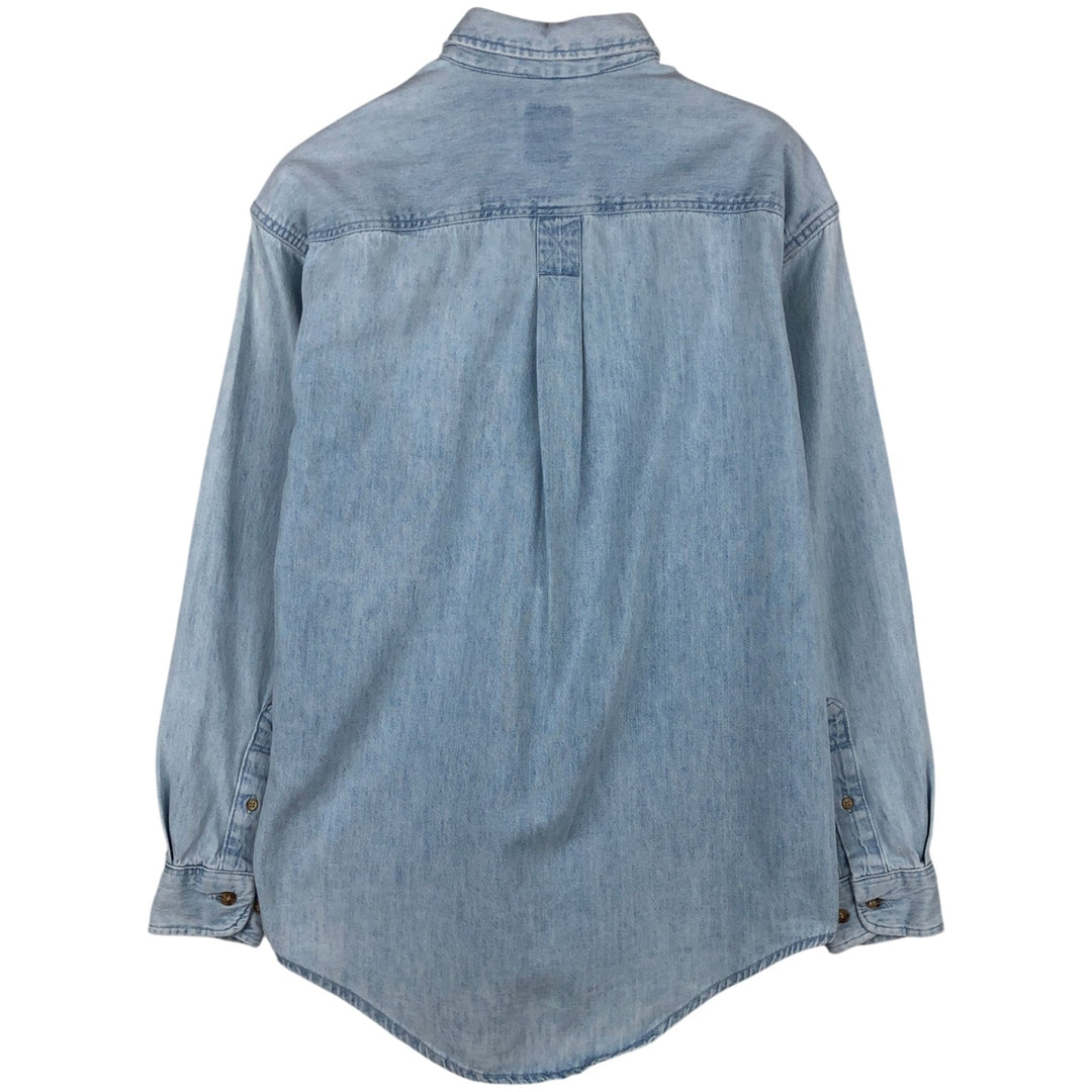 90'S GAP (Old GAP) Long-Sleeve Button-Down Denim Shirt, Made in USA, Men's Size S (Equivalent), Vintage cotton blue type Vintage Second Hand