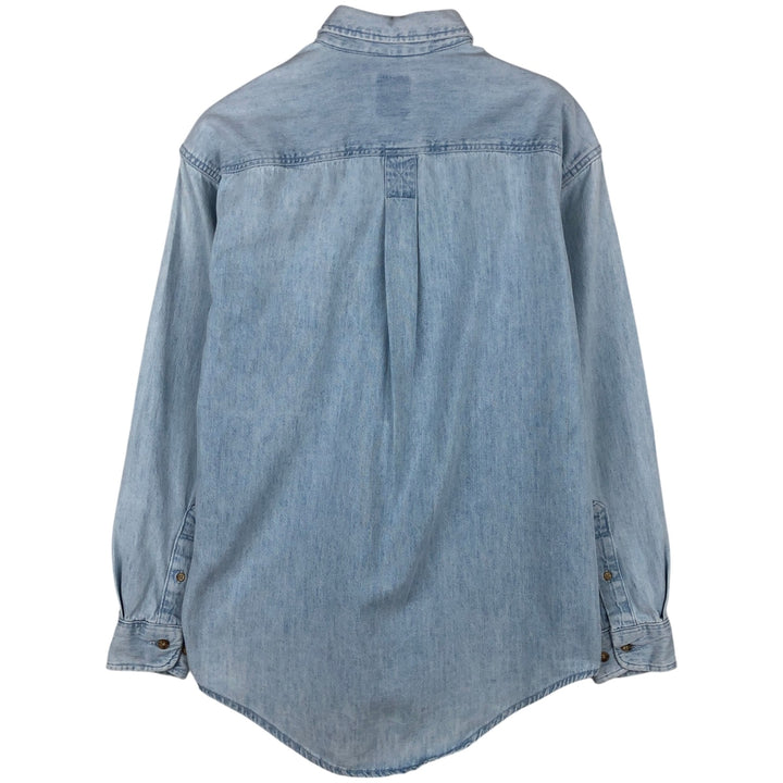 90'S GAP (Old GAP) Long-Sleeve Button-Down Denim Shirt, Made in USA, Men's Size S (Equivalent), Vintage cotton blue type Vintage Second Hand