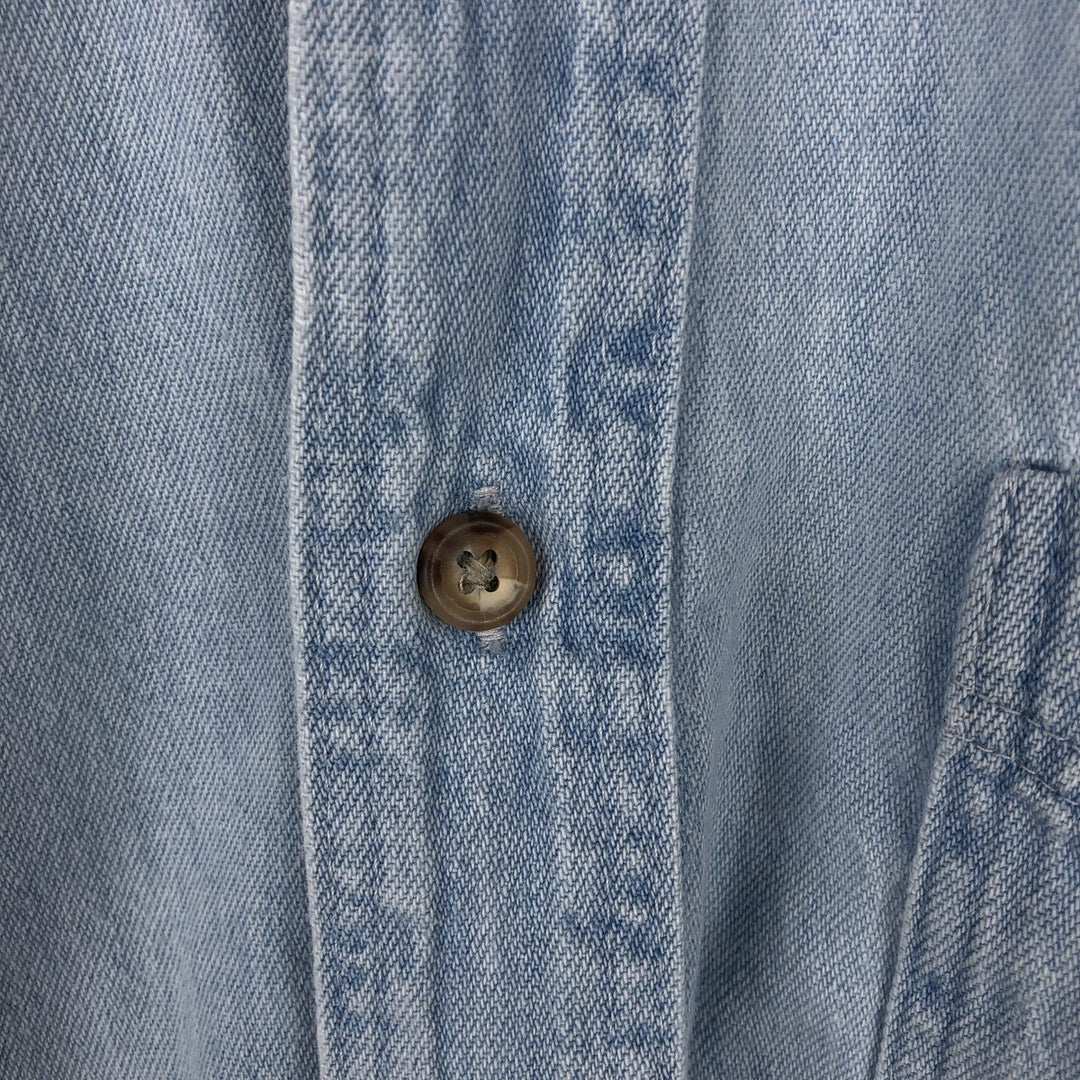 90'S GAP (Old GAP) Long-Sleeve Button-Down Denim Shirt, Made in USA, Men's Size S (Equivalent), Vintage cotton blue type Vintage Second Hand