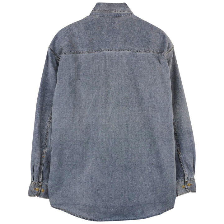 90'S GAP Vintage Long Sleeve Button-Down Denim Shirt, Men's Size L cotton blue type Vintage Second Hand