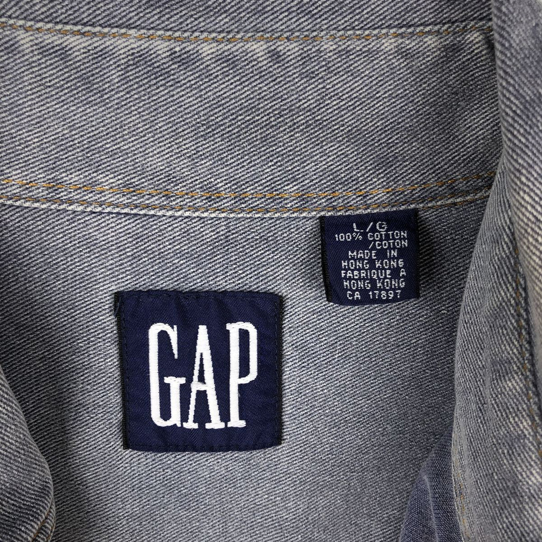 90'S GAP Vintage Long Sleeve Button-Down Denim Shirt, Men's Size L cotton blue type Vintage Second Hand