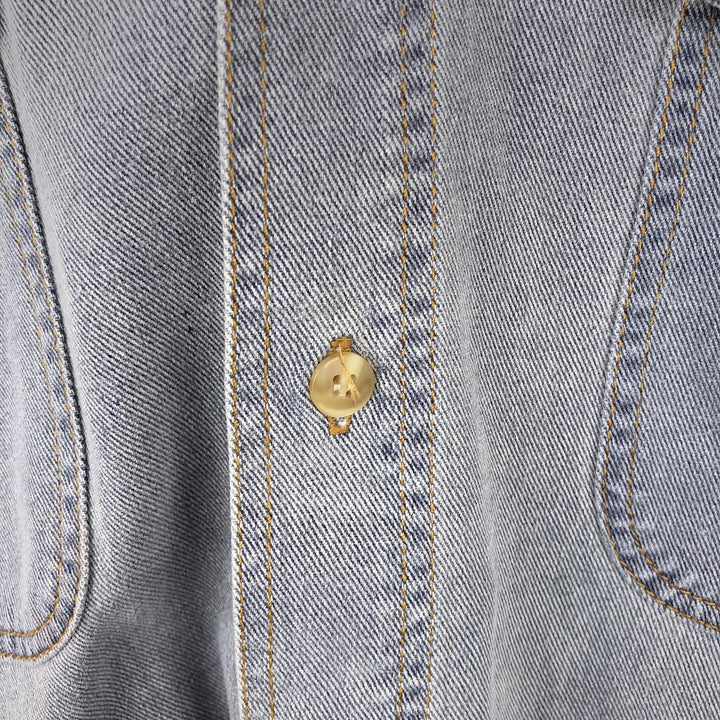 90'S GAP Vintage Long Sleeve Button-Down Denim Shirt, Men's Size L cotton blue type Vintage Second Hand