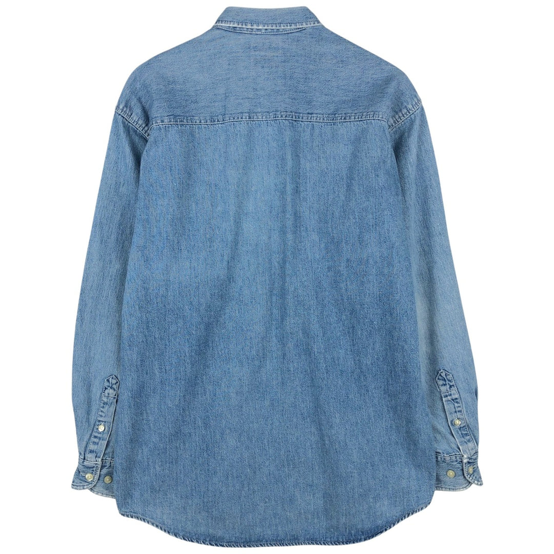 90'S GAP Old Gap Long Sleeve Button Down Denim Shirt Men's M Size Vintage cotton blue type Vintage Second Hand