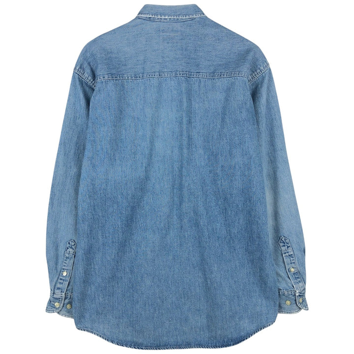 90'S GAP Old Gap Long Sleeve Button Down Denim Shirt Men's M Size Vintage cotton blue type Vintage Second Hand