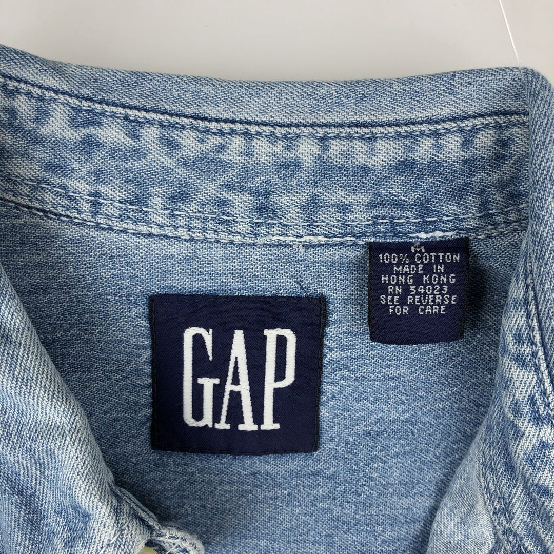 90'S GAP Old Gap Long Sleeve Button Down Denim Shirt Men's M Size Vintage cotton blue type Vintage Second Hand