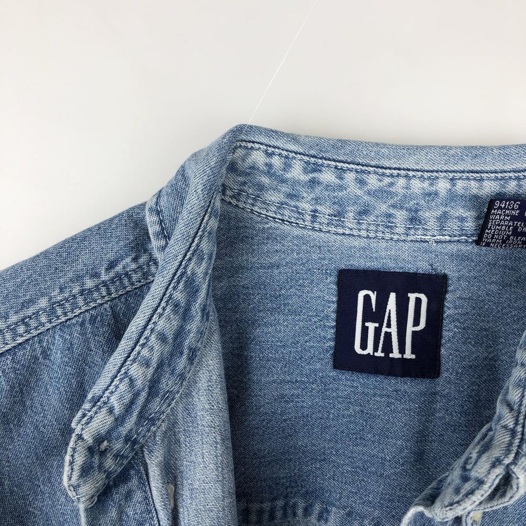 90'S GAP Old Gap Long Sleeve Button Down Denim Shirt Men's M Size Vintage cotton blue type Vintage Second Hand
