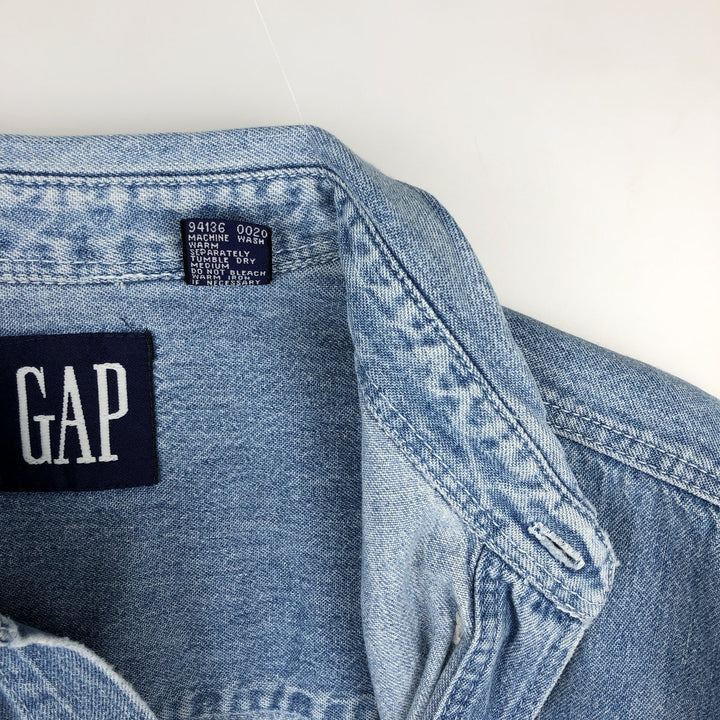 90'S GAP Old Gap Long Sleeve Button Down Denim Shirt Men's M Size Vintage cotton blue type Vintage Second Hand