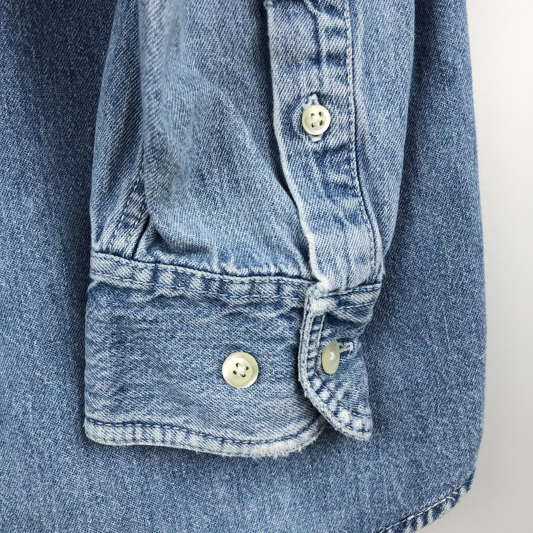 90'S GAP Old Gap Long Sleeve Button Down Denim Shirt Men's M Size Vintage cotton blue type Vintage Second Hand