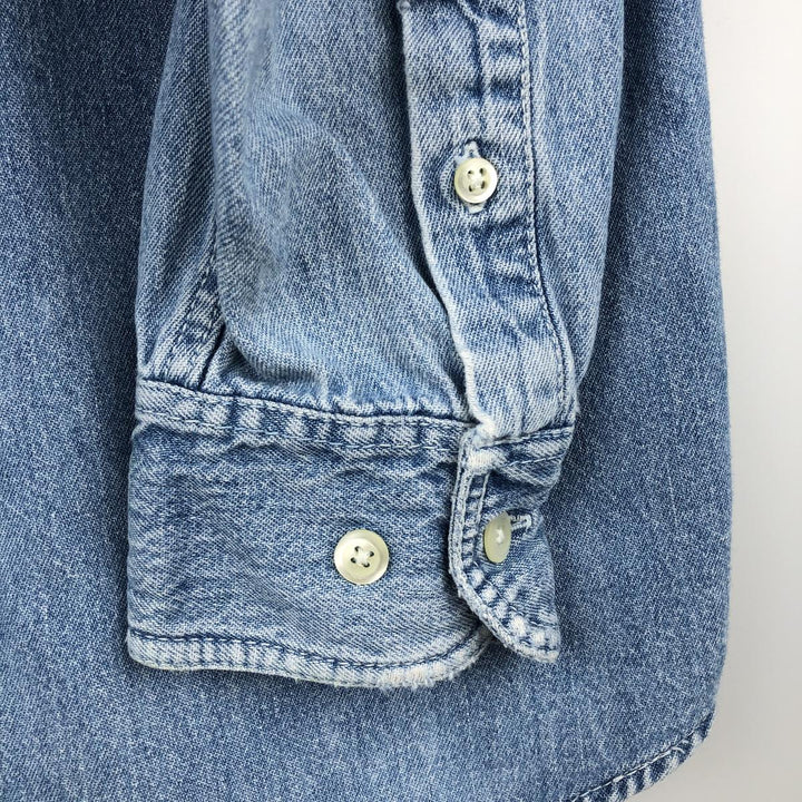 90'S GAP Old Gap Long Sleeve Button Down Denim Shirt Men's M Size Vintage cotton blue type Vintage Second Hand