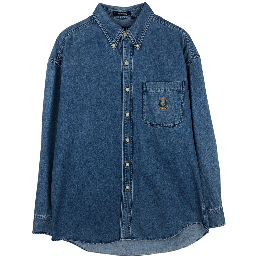 Ralph Lauren Chaps long-sleeved button-down denim shirt, men's size M cotton blue type Vintage Second Hand