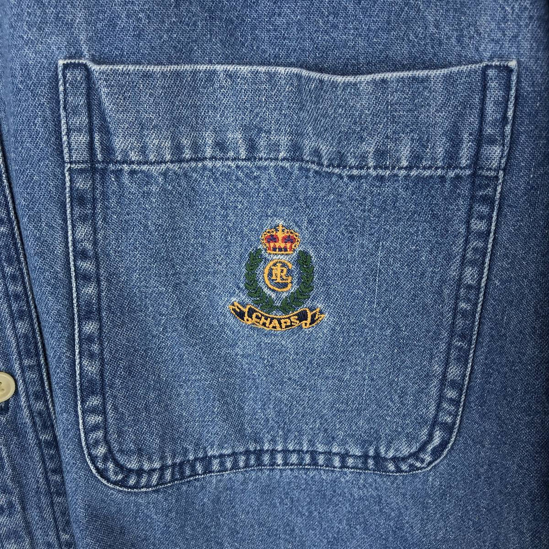 Ralph Lauren Chaps long-sleeved button-down denim shirt, men's size M cotton blue type Vintage Second Hand