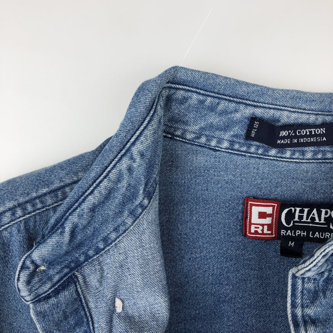 Ralph Lauren Chaps long-sleeved button-down denim shirt, men's size M cotton blue type Vintage Second Hand