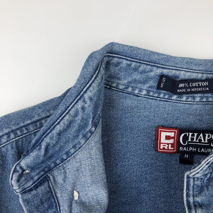 Ralph Lauren Chaps long-sleeved button-down denim shirt, men's size M cotton blue type Vintage Second Hand
