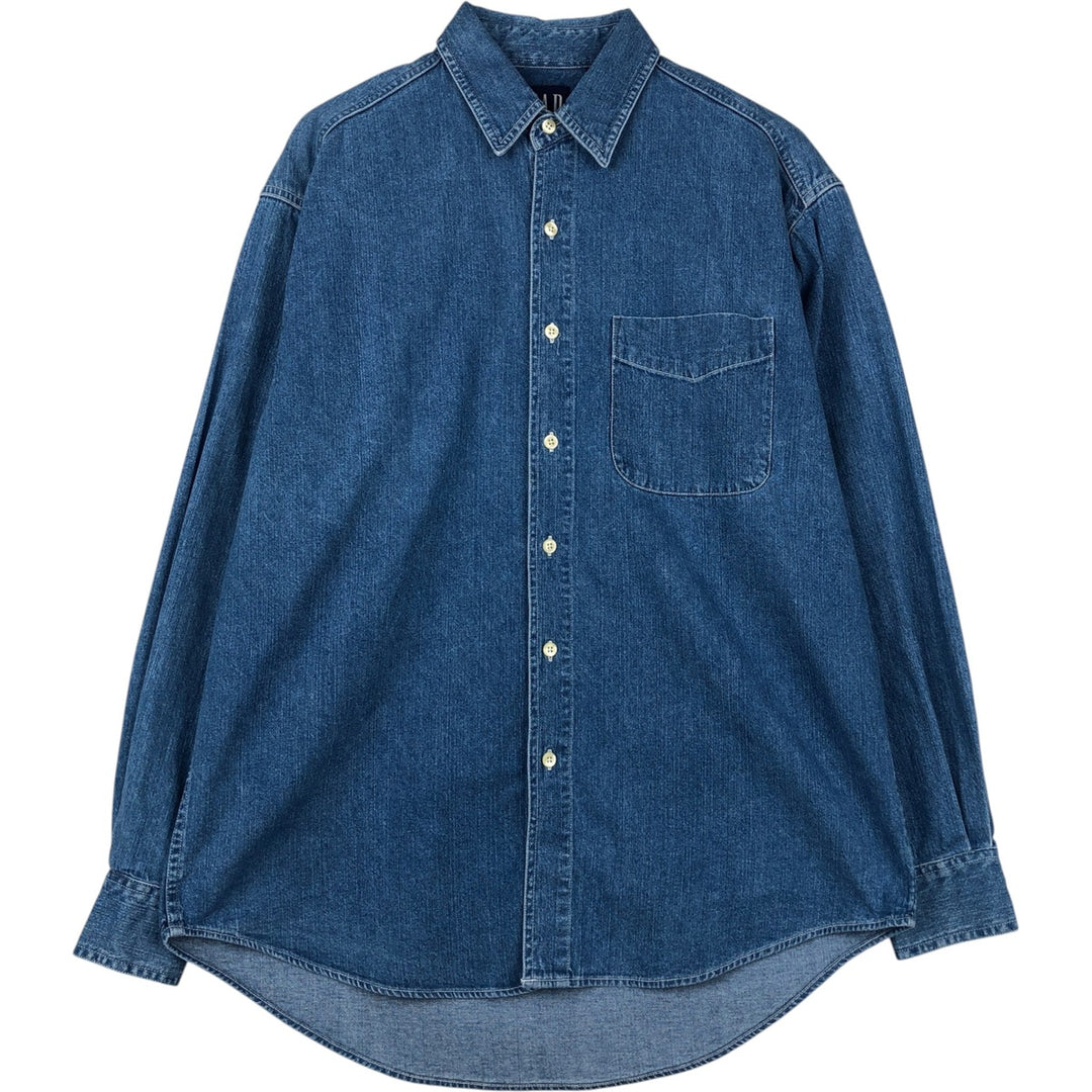 90'S GAP (Old GAP) Long-Sleeve Denim Shirt, Men's Size M (Equivalent), Vintage cotton blue type Vintage Second Hand