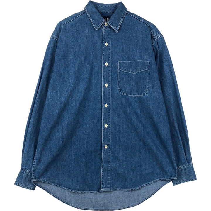 90'S GAP (Old GAP) Long-Sleeve Denim Shirt, Men's Size M (Equivalent), Vintage cotton blue type Vintage Second Hand