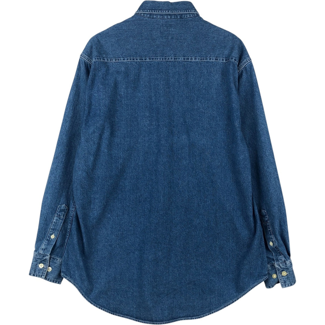 90'S GAP (Old GAP) Long-Sleeve Denim Shirt, Men's Size M (Equivalent), Vintage cotton blue type Vintage Second Hand