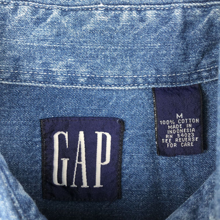 90'S GAP (Old GAP) Long-Sleeve Denim Shirt, Men's Size M (Equivalent), Vintage cotton blue type Vintage Second Hand