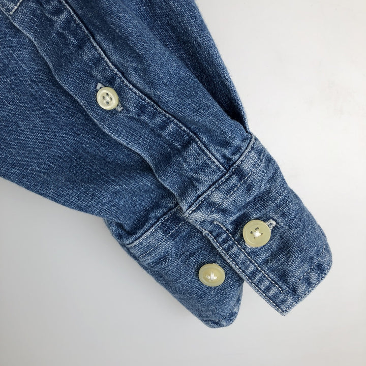 90'S GAP (Old GAP) Long-Sleeve Denim Shirt, Men's Size M (Equivalent), Vintage cotton blue type Vintage Second Hand