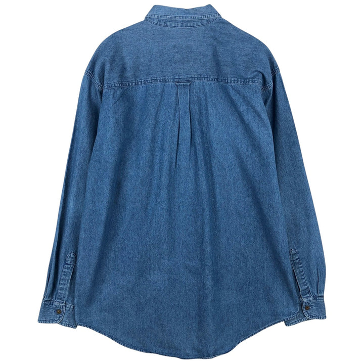 80'S Ralph Lauren CHAPS long sleeve button down denim shirt men's size L vintage cotton blue type Vintage Second Hand