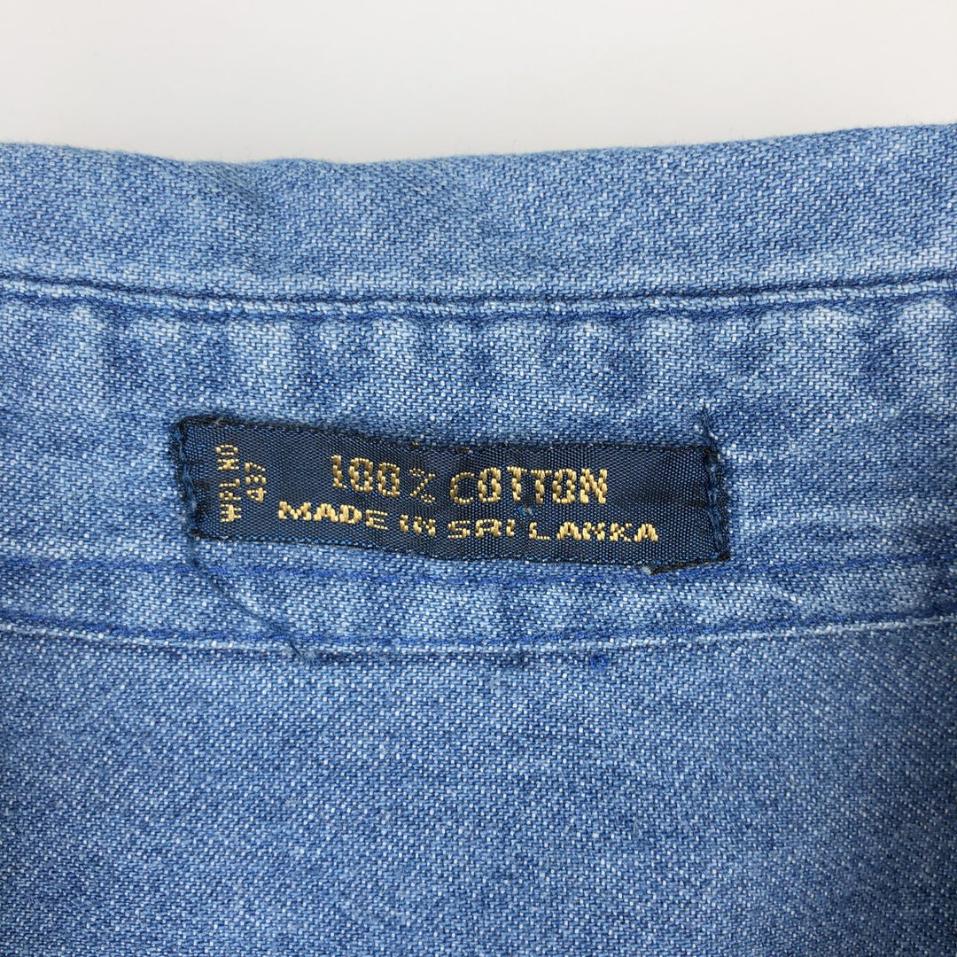 80'S Ralph Lauren CHAPS long sleeve button down denim shirt men's size L vintage cotton blue type Vintage Second Hand