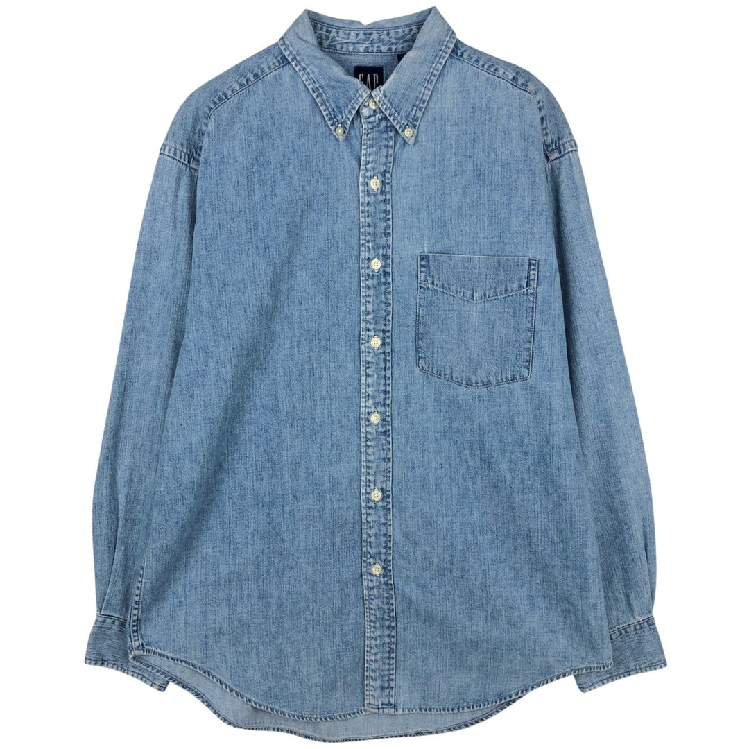 90'S GAP Old Gap Long Sleeve Button Down Denim Shirt Men's M Size Vintage cotton blue type Vintage Second Hand