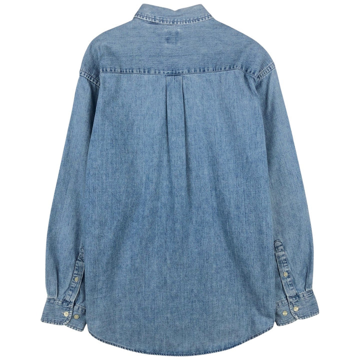 90'S GAP Old Gap Long Sleeve Button Down Denim Shirt Men's M Size Vintage cotton blue type Vintage Second Hand
