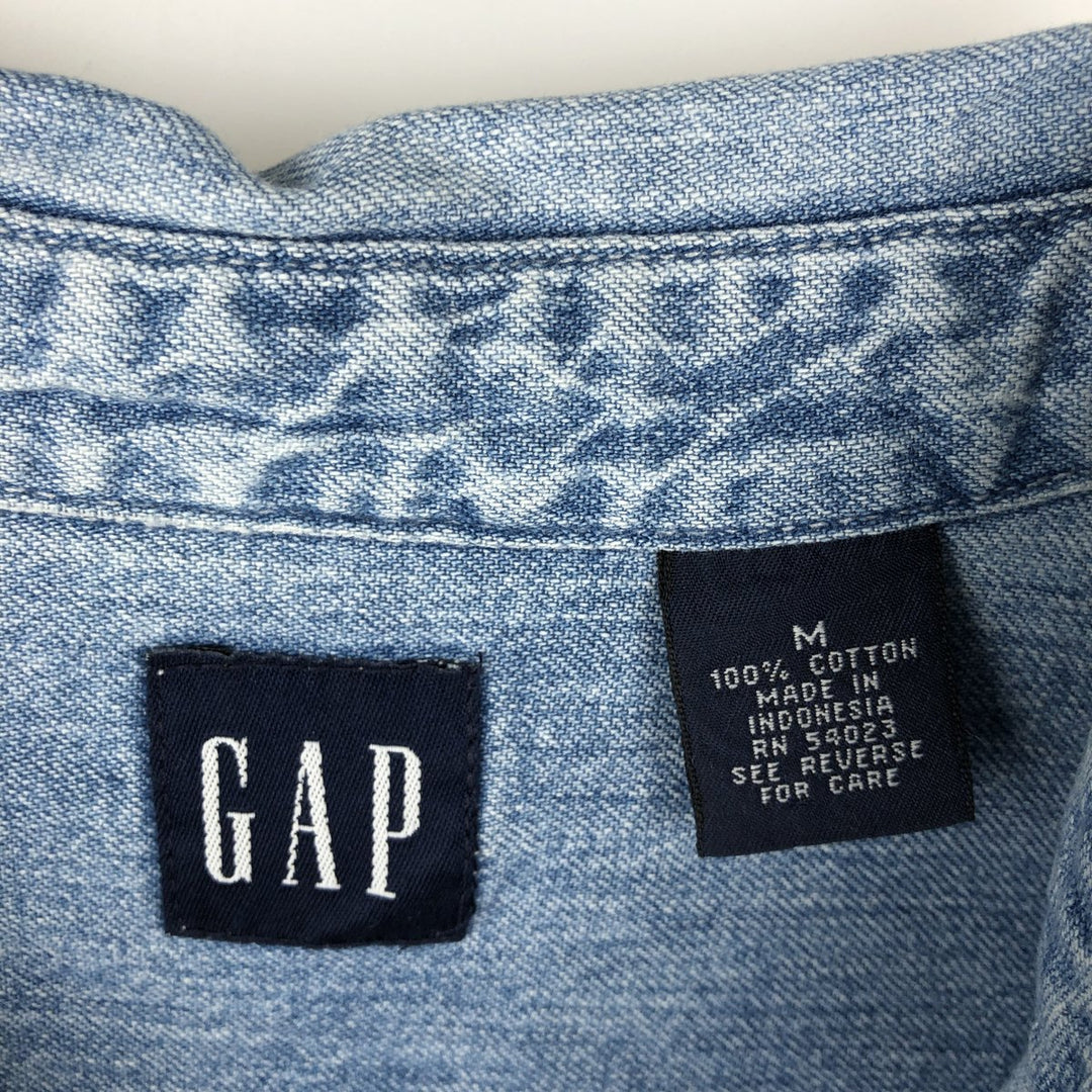 90'S GAP Old Gap Long Sleeve Button Down Denim Shirt Men's M Size Vintage cotton blue type Vintage Second Hand