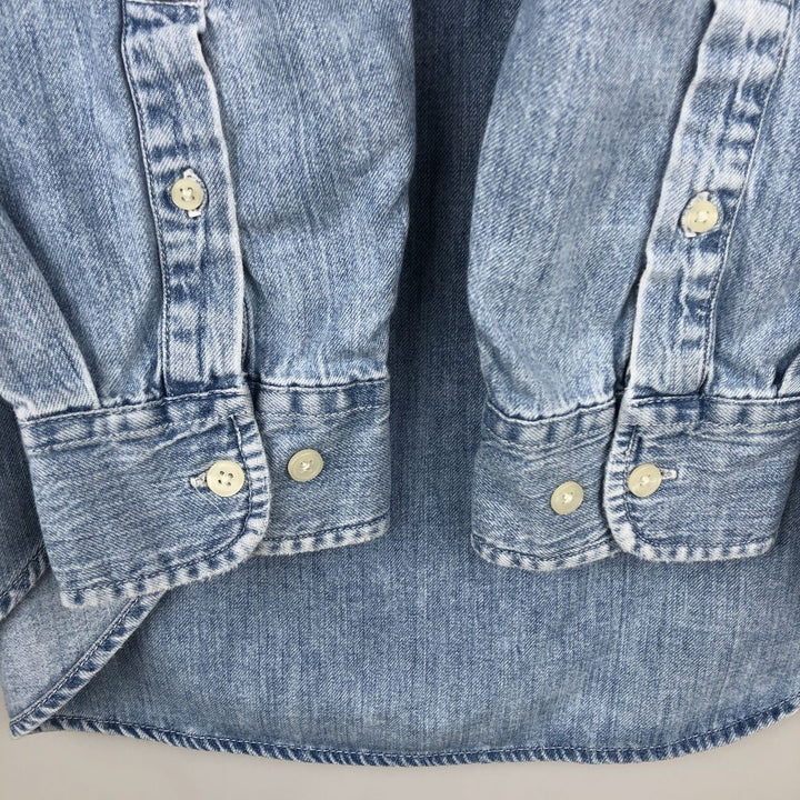 90'S GAP Old Gap Long Sleeve Button Down Denim Shirt Men's M Size Vintage cotton blue type Vintage Second Hand