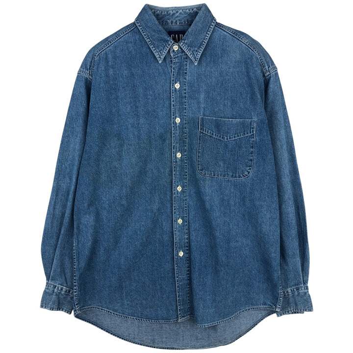 90'S GAP (Old GAP) Long-Sleeve Denim Shirt, Men's Size M (Equivalent), Vintage cotton blue type Vintage Second Hand