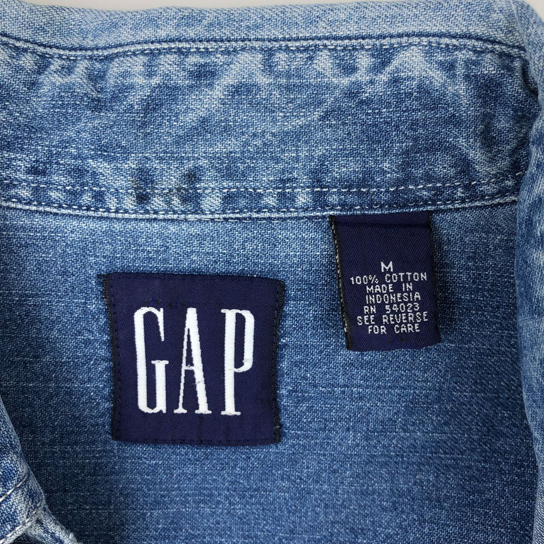 90'S GAP (Old GAP) Long-Sleeve Denim Shirt, Men's Size M (Equivalent), Vintage cotton blue type Vintage Second Hand