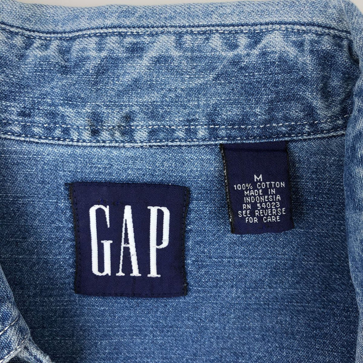 90'S GAP (Old GAP) Long-Sleeve Denim Shirt, Men's Size M (Equivalent), Vintage cotton blue type Vintage Second Hand