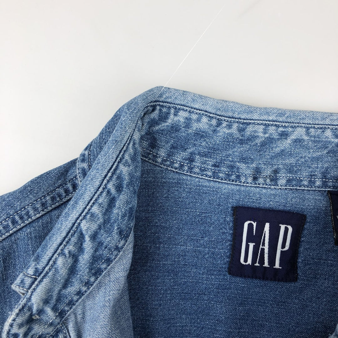 90'S GAP (Old GAP) Long-Sleeve Denim Shirt, Men's Size M (Equivalent), Vintage cotton blue type Vintage Second Hand