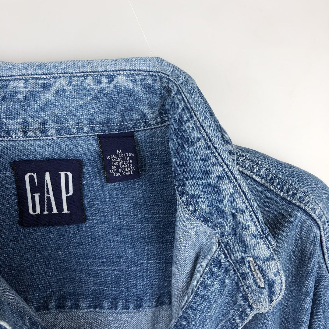 90'S GAP (Old GAP) Long-Sleeve Denim Shirt, Men's Size M (Equivalent), Vintage cotton blue type Vintage Second Hand