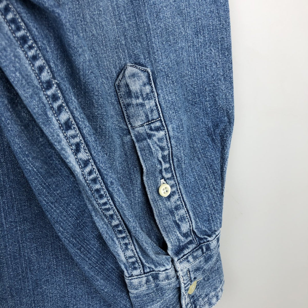 90'S GAP (Old GAP) Long-Sleeve Denim Shirt, Men's Size M (Equivalent), Vintage cotton blue type Vintage Second Hand