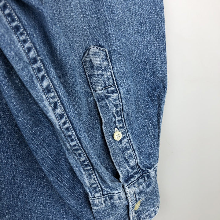 90'S GAP (Old GAP) Long-Sleeve Denim Shirt, Men's Size M (Equivalent), Vintage cotton blue type Vintage Second Hand