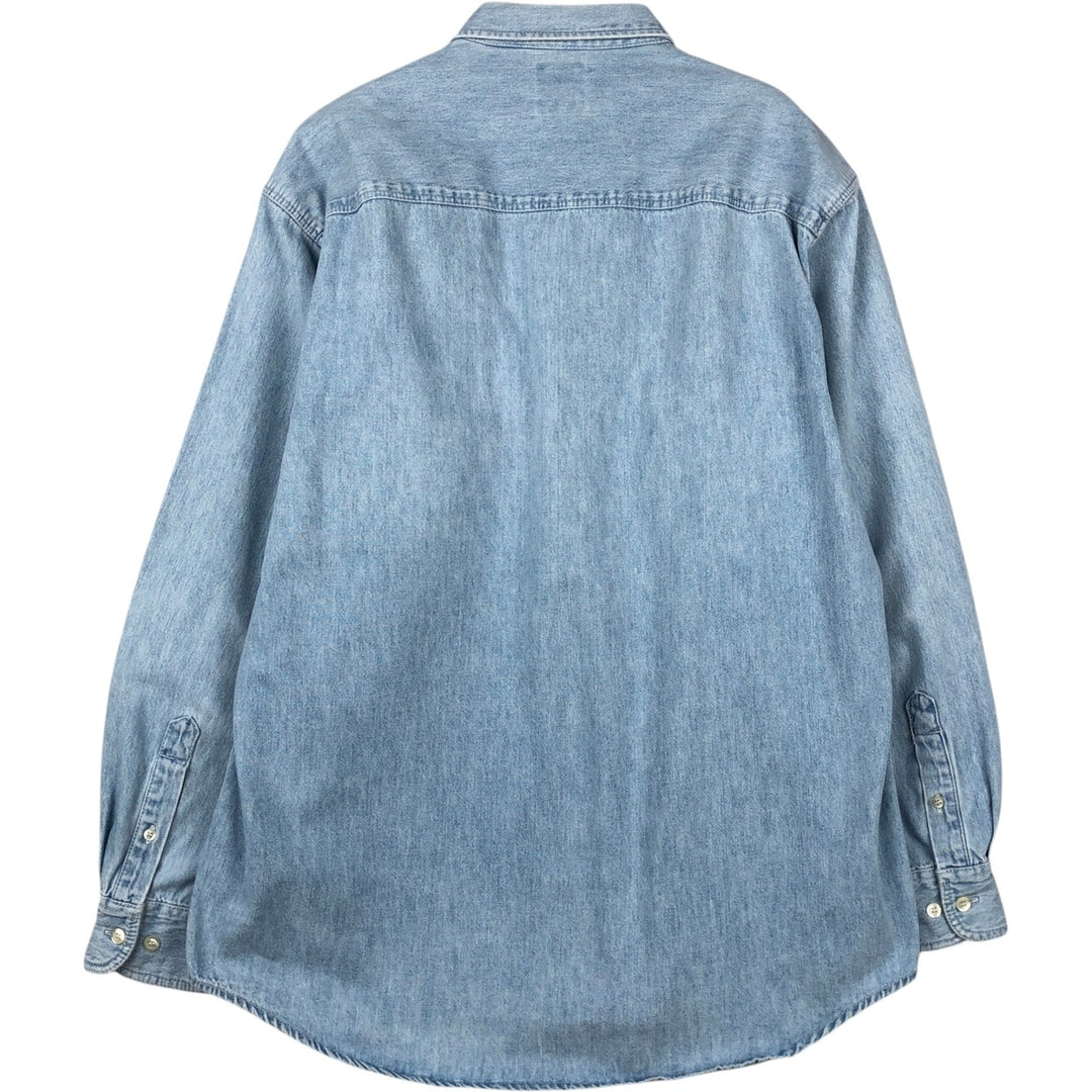90'S GAP Vintage Long Sleeve Button-Down Denim Shirt, Men's Size L cotton Blue type light blue Vintage Second Hand