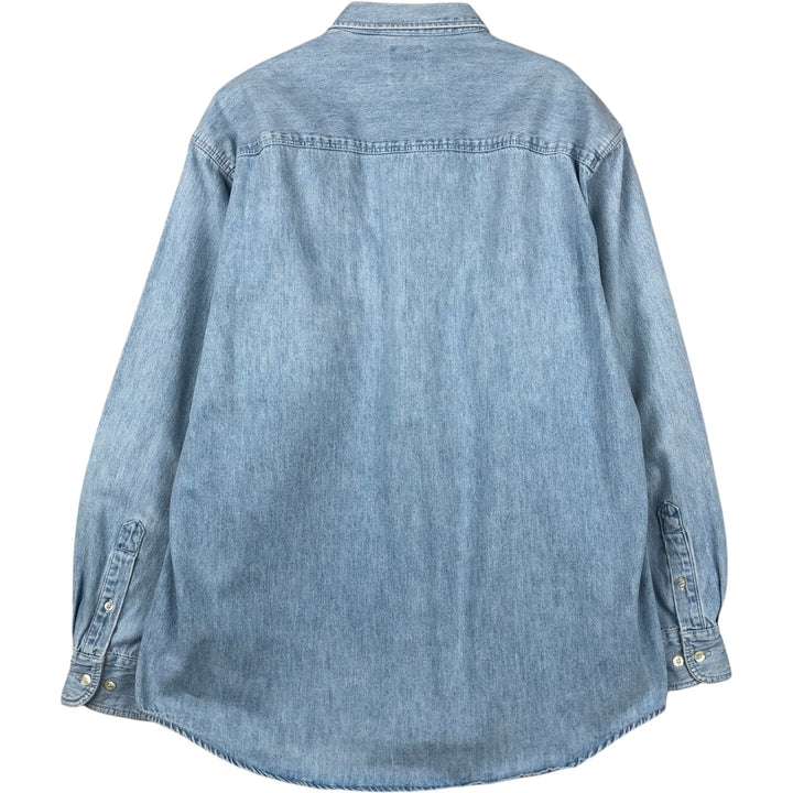 90'S GAP Vintage Long Sleeve Button-Down Denim Shirt, Men's Size L cotton Blue type light blue Vintage Second Hand