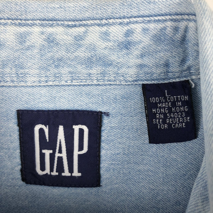 90'S GAP Vintage Long Sleeve Button-Down Denim Shirt, Men's Size L cotton Blue type light blue Vintage Second Hand