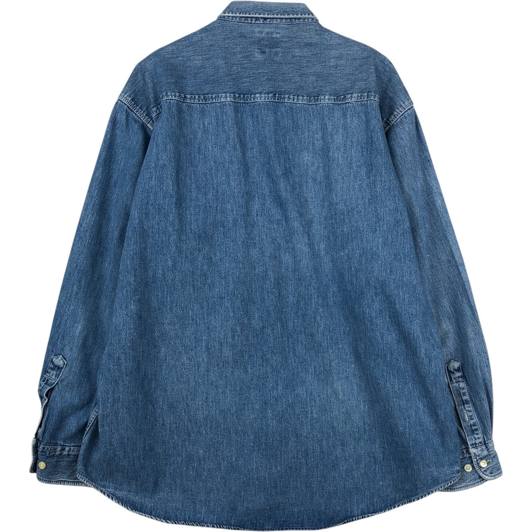 90'S GAP Vintage Long Sleeve Button-Down Denim Shirt, Men's Size L cotton blue type Vintage Second Hand