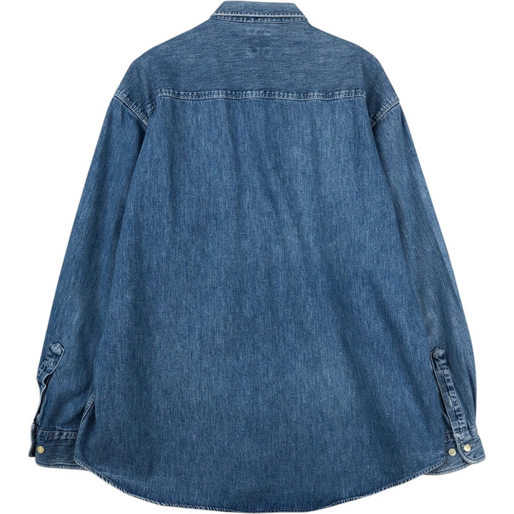 90'S GAP Vintage Long Sleeve Button-Down Denim Shirt, Men's Size L cotton blue type Vintage Second Hand