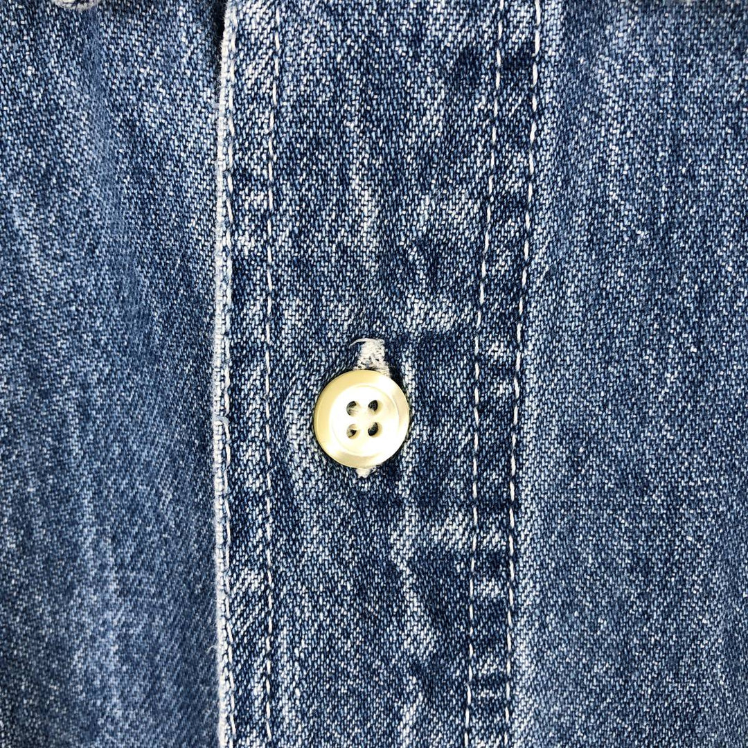 90'S GAP Vintage Long Sleeve Button-Down Denim Shirt, Men's Size L cotton blue type Vintage Second Hand