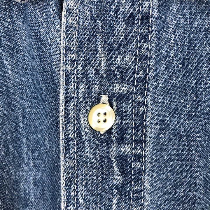 90'S GAP Vintage Long Sleeve Button-Down Denim Shirt, Men's Size L cotton blue type Vintage Second Hand
