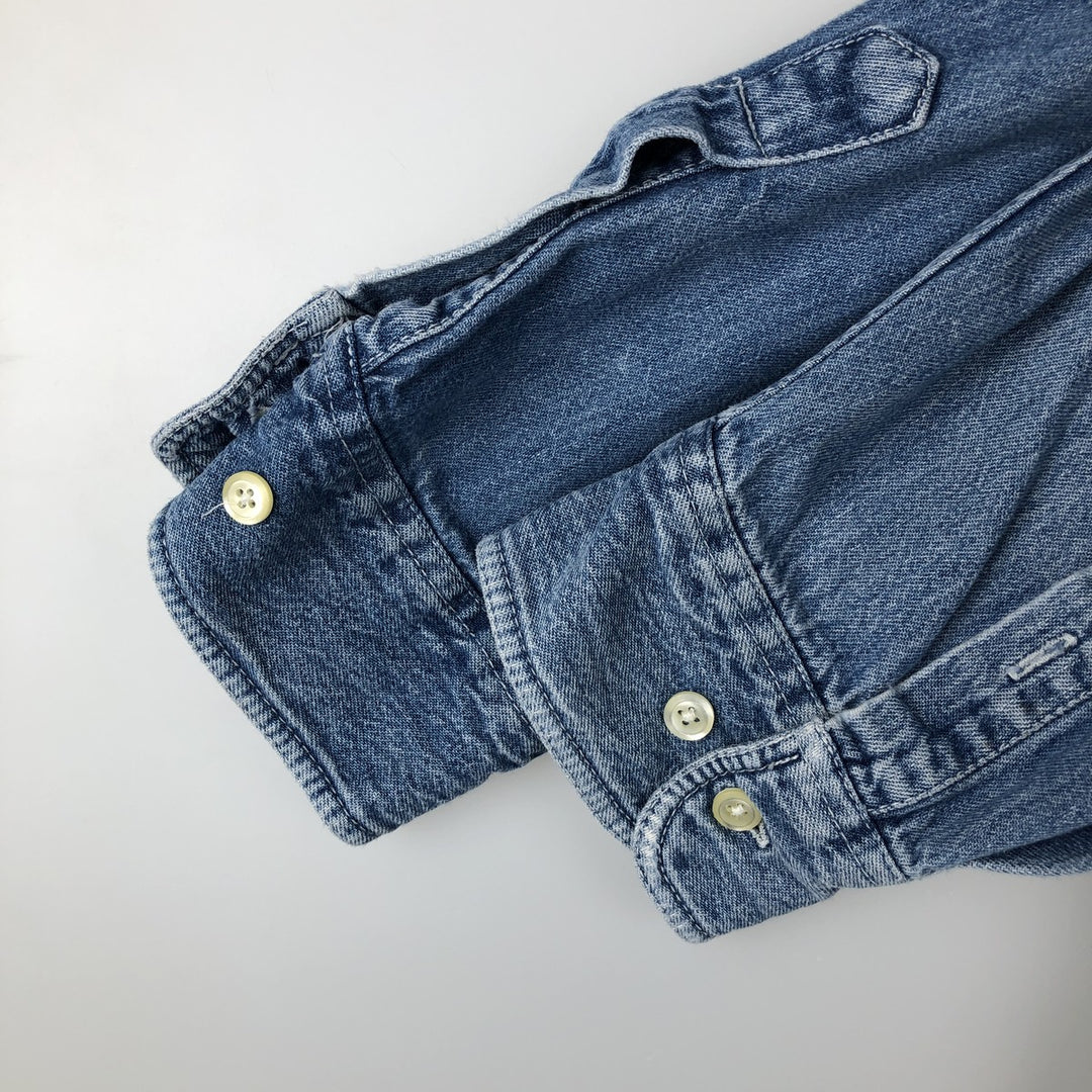 90'S GAP Vintage Long Sleeve Button-Down Denim Shirt, Men's Size L cotton blue type Vintage Second Hand