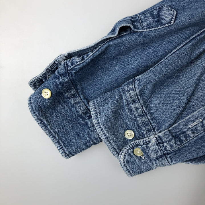 90'S GAP Vintage Long Sleeve Button-Down Denim Shirt, Men's Size L cotton blue type Vintage Second Hand