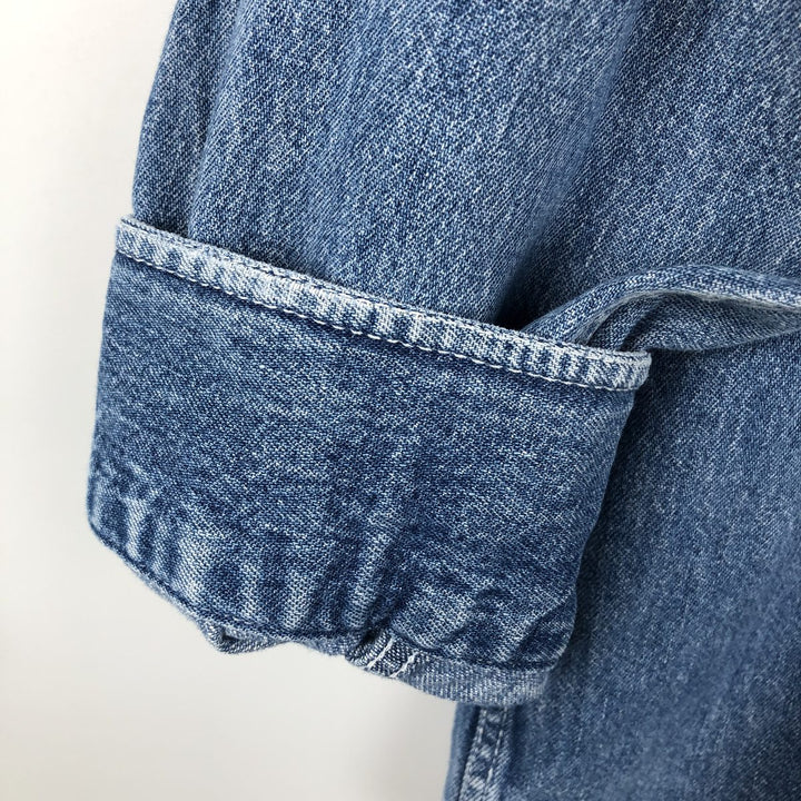 90'S GAP Vintage Long Sleeve Button-Down Denim Shirt, Men's Size L cotton blue type Vintage Second Hand