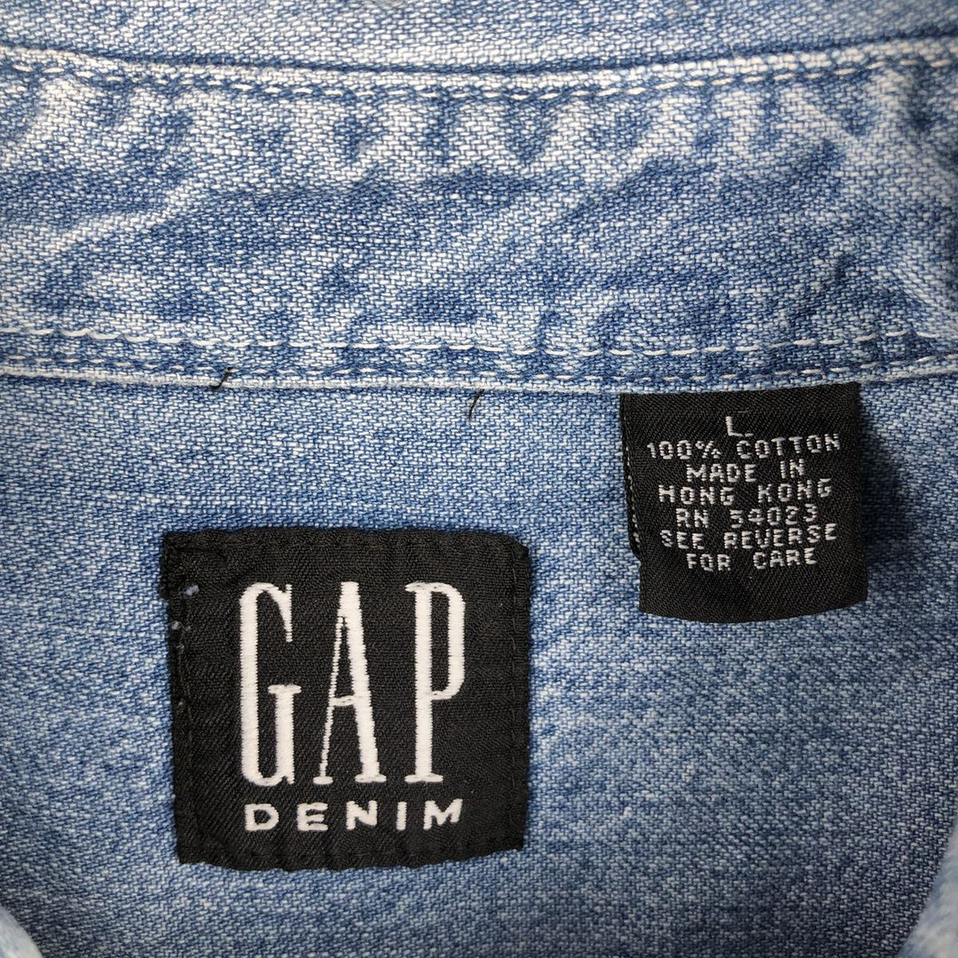 90'S GAP DENIM Vintage Long Sleeve Denim Shirt, Men's Size L cotton blue type Vintage Second Hand