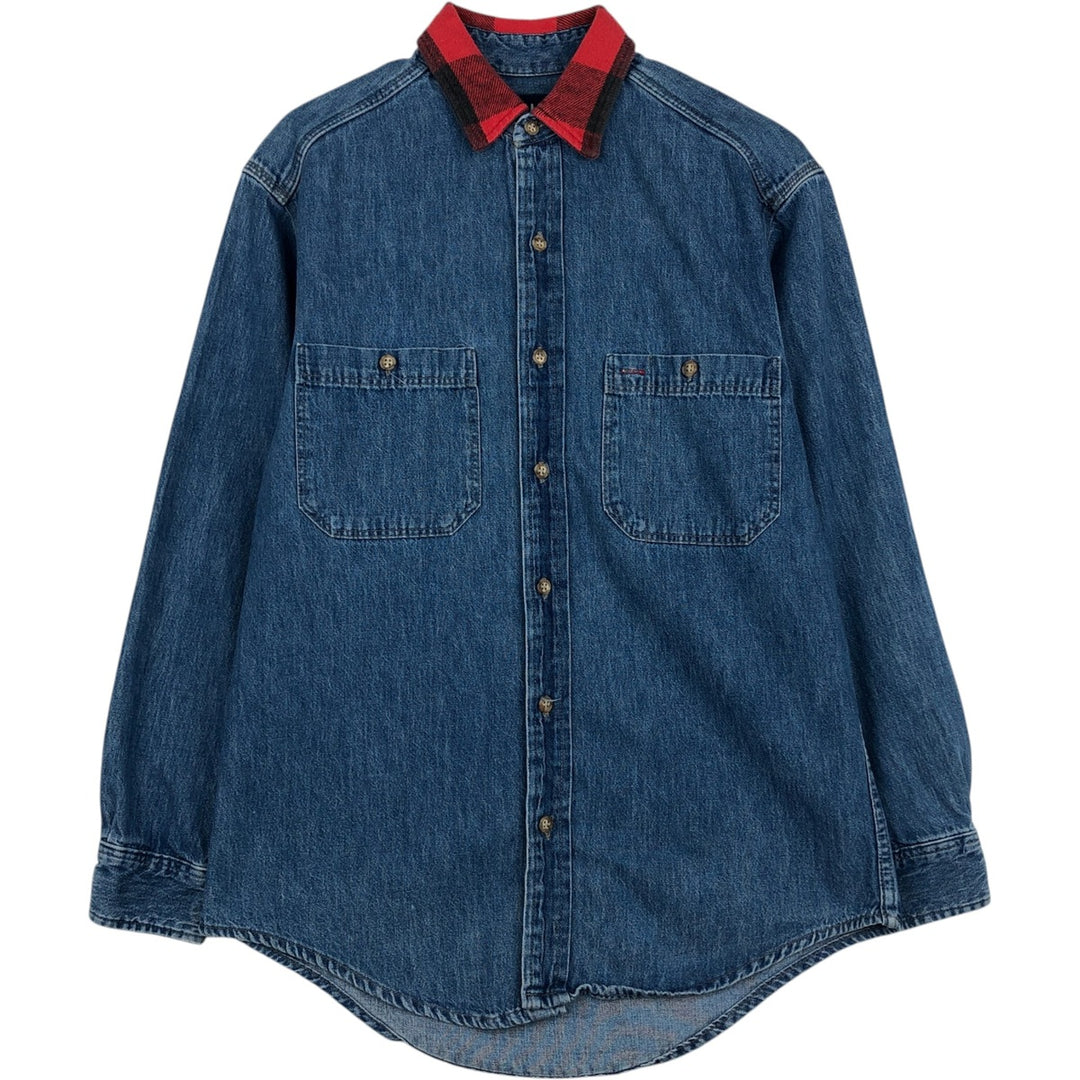 90'S GAP (Old GAP) Long-Sleeve Denim Shirt, Made in USA, Men's Size S (Equivalent), Vintage cotton blue type Vintage Second Hand