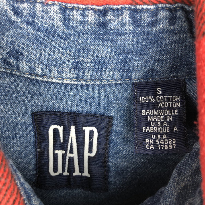 90'S GAP (Old GAP) Long-Sleeve Denim Shirt, Made in USA, Men's Size S (Equivalent), Vintage cotton blue type Vintage Second Hand
