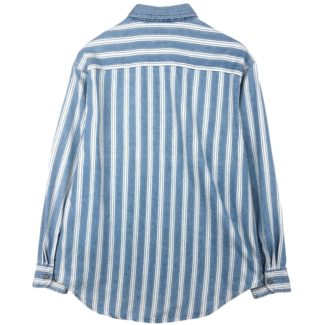 90'S GAP DENIM Old GAP Stripe Pattern Long Sleeve Denim Shirt Men's Size M (Equivalent) Vintage cotton Blue type light blue Vintage Second Hand